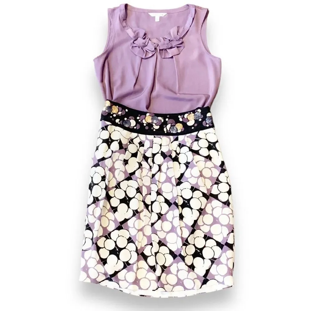 Anthropologie Floreat Silk Embroidered Sequin Bubbles Pencil Skirt Women’s Siz 2